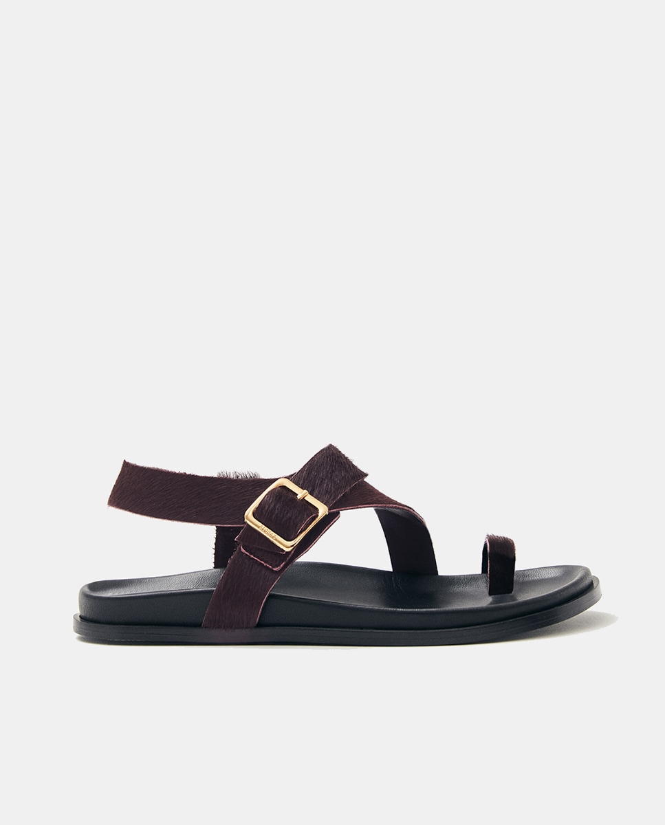 Sandálias de Pelo de Pónei Beringela-1