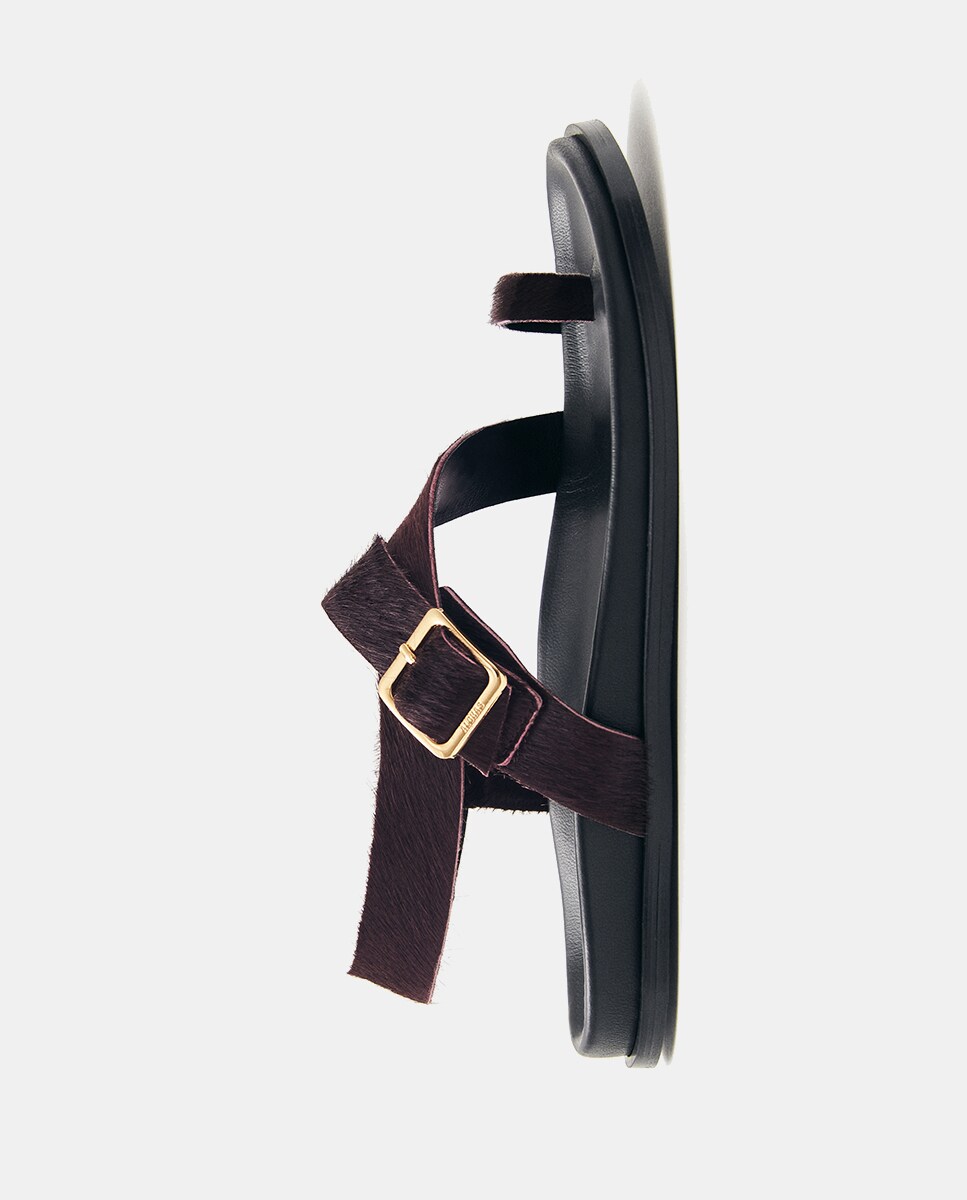 Sandálias de Pelo de Pónei Beringela-4