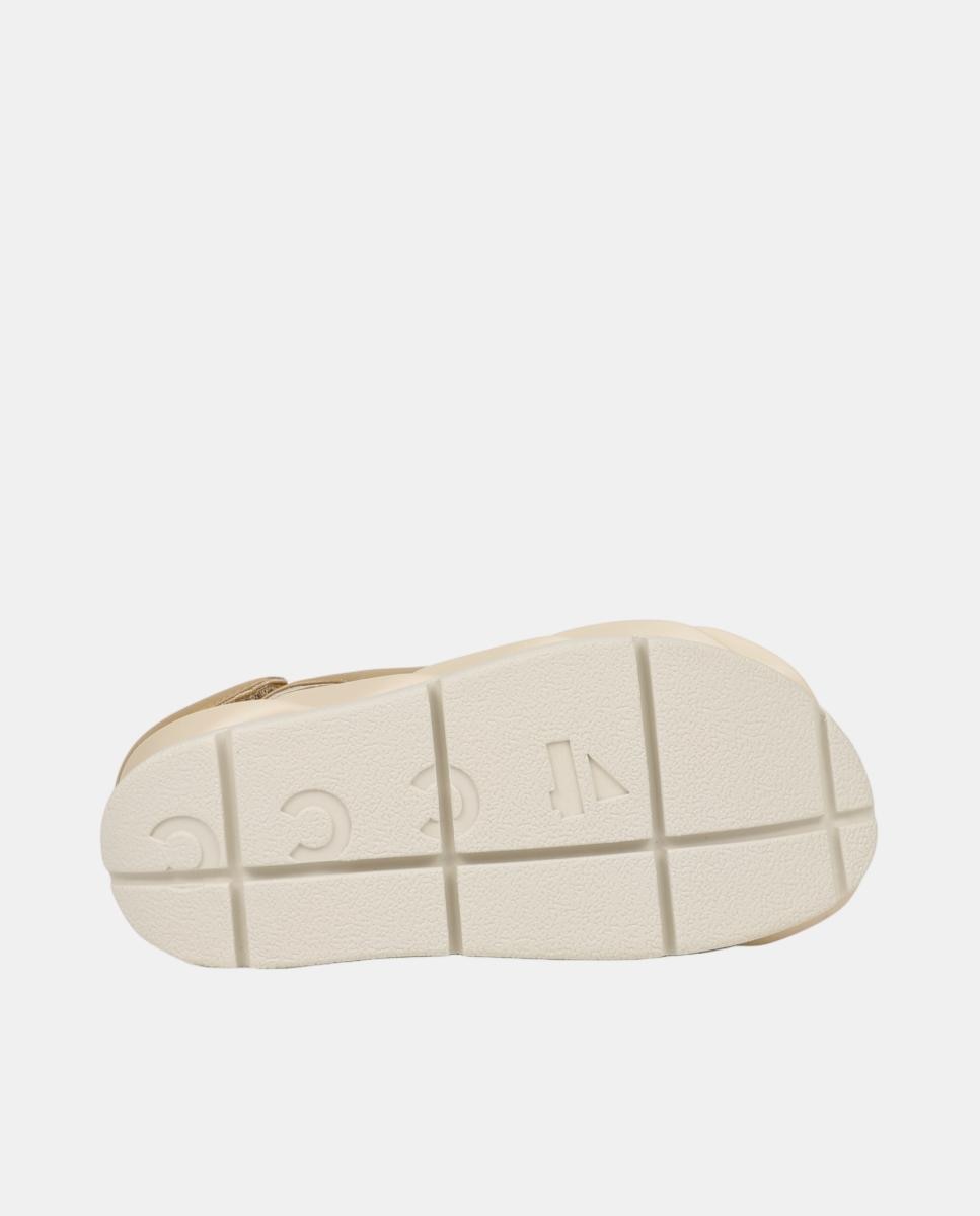 Sandálias em Pele com Plataforma e 2 Fechos de Velcro Natural-2