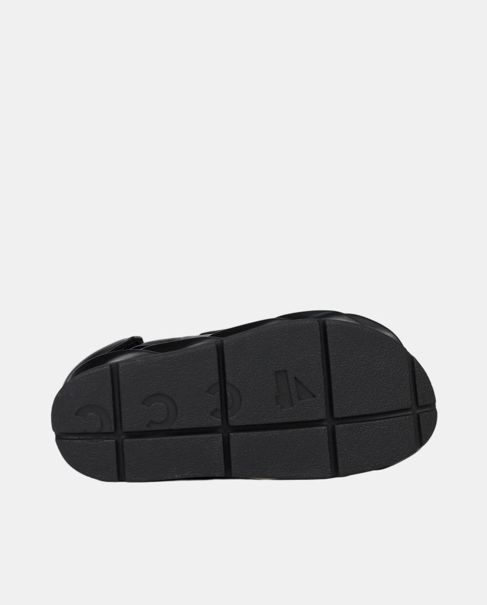 Sandálias em Pele com Plataforma e 2 Fechos de Velcro Preto-2