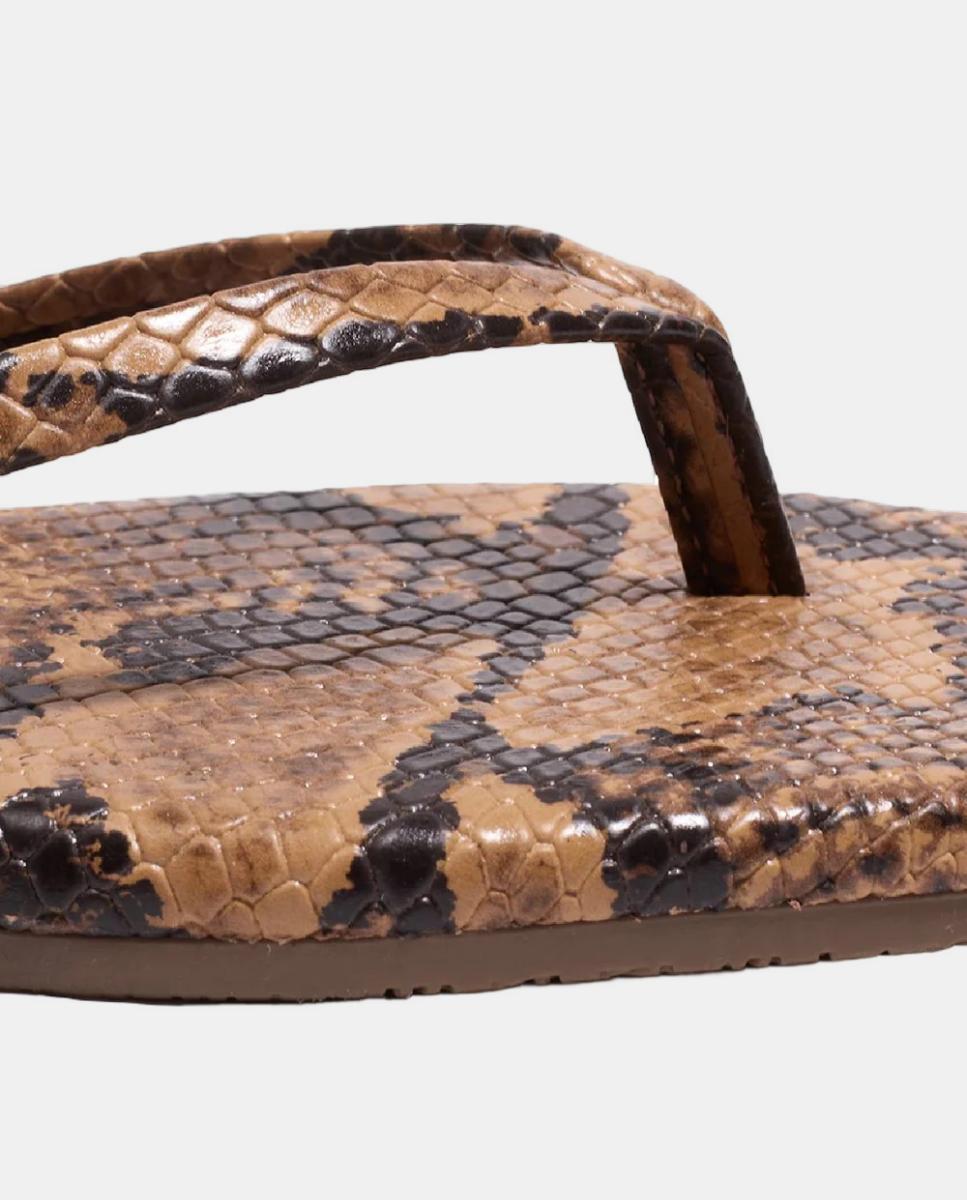 Sandálias em Pele com Animal Print de Serpente e Biqueira Quadrada Multicolor-4