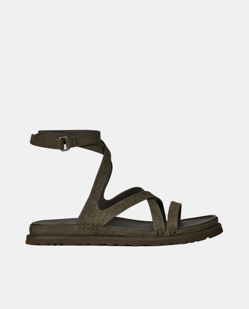 Imagem 0 de Sandália Rasa Romana Goldengaze Embossed Ankle Wrap