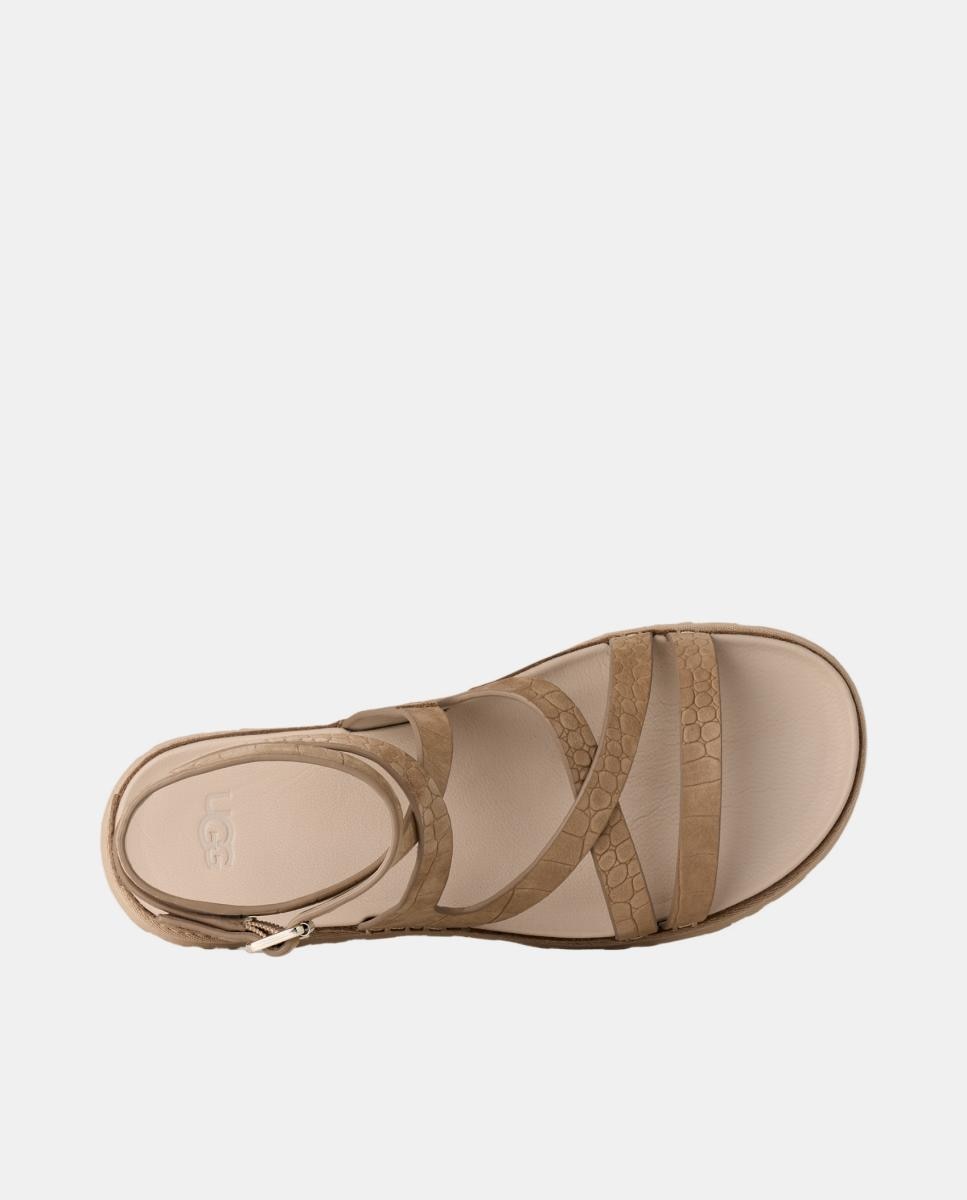 Sandália Rasa Romana Goldengaze Embossed Ankle Wrap Natural-5