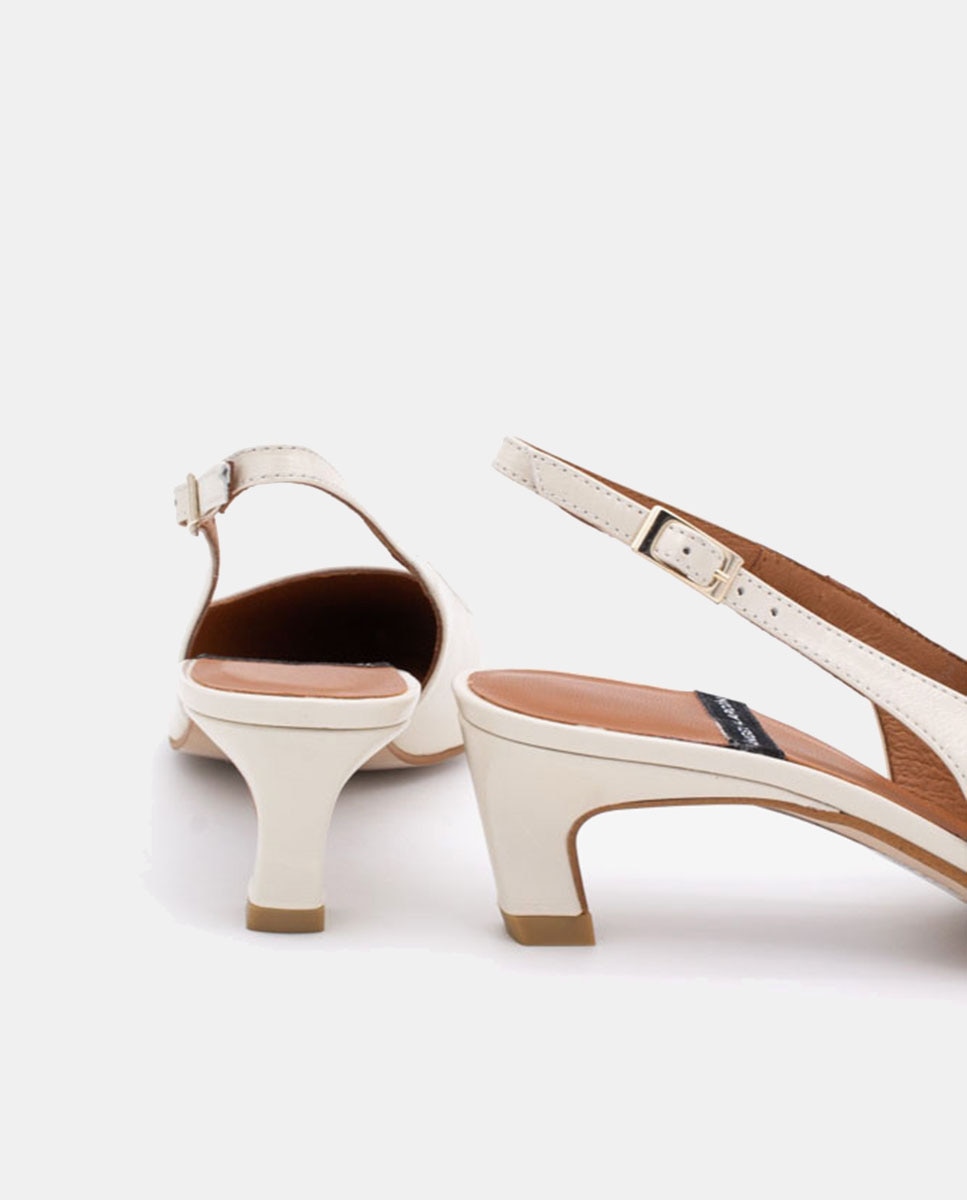 Sapatos de Salto Branco-marfim-5