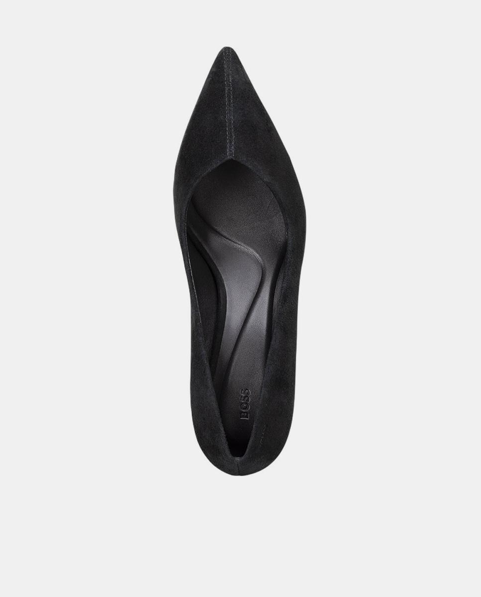 Sapatos de Salto em Camurça com Salto Fino Preto-2
