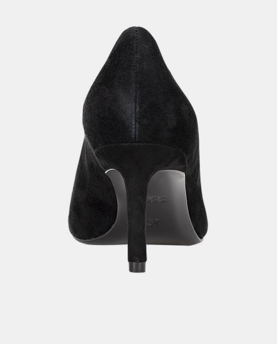 Sapatos de Salto em Camurça com Salto Fino Preto-3