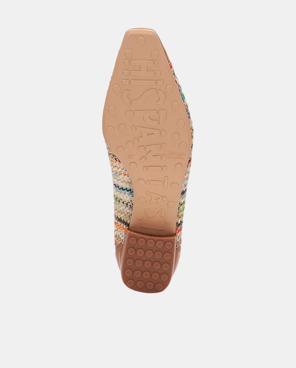 Sapatos T-bar de Salto em Pele e Ráfia a Condizer Couro-5
