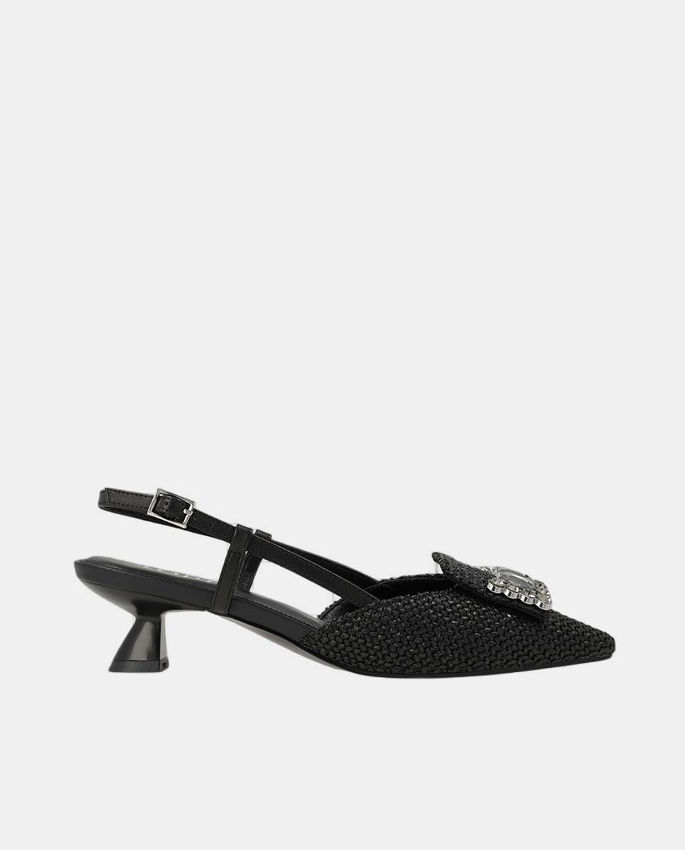 Lodi - Zapatos mujer rafia negra piel napa | Elegante LODI.