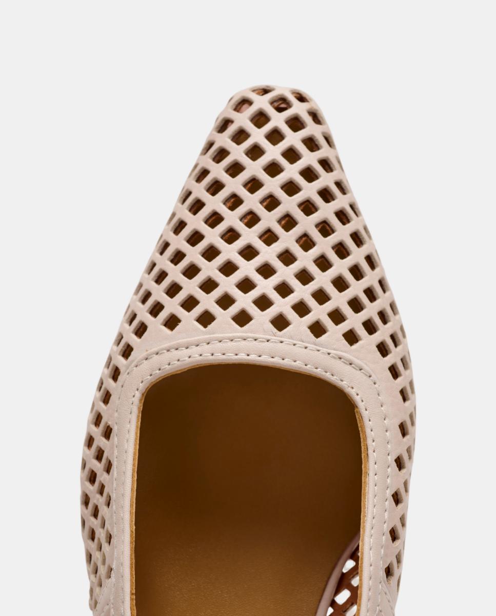 Sapatos de Salto Tipo Mules em Pele Perfurada Rosa Nude-3