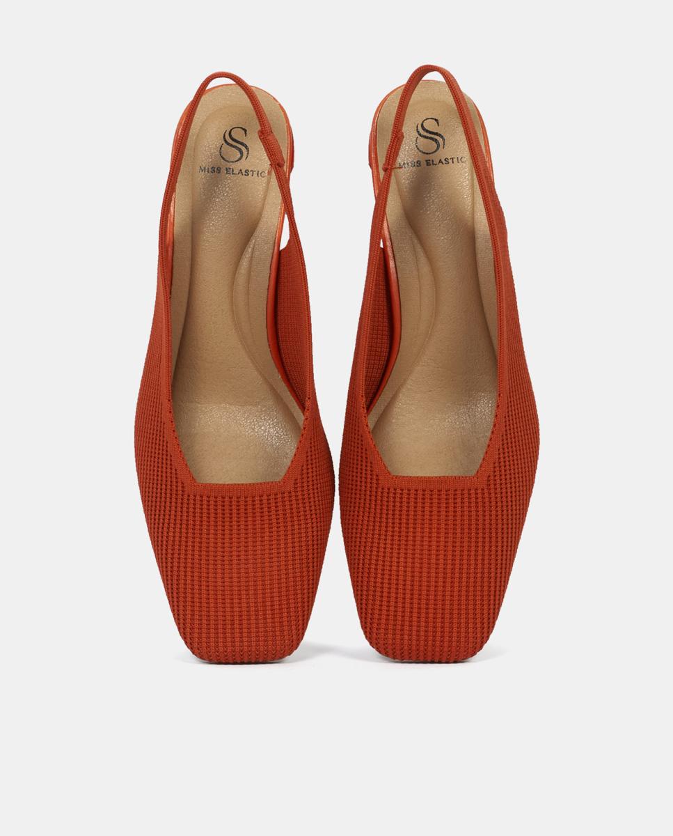 Sapatos de Salto Descobertos Vermelho-claro-4