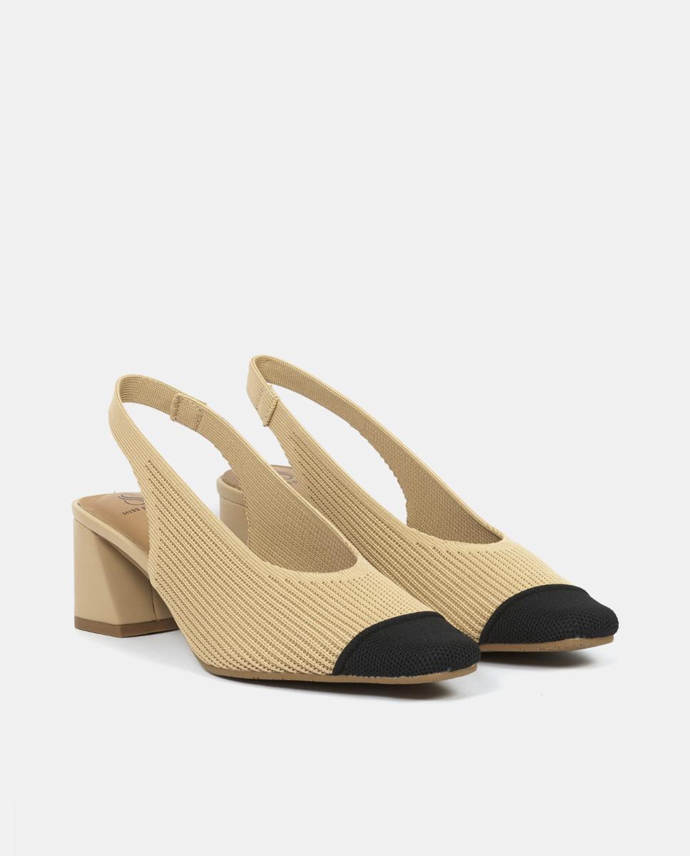 Sapatos de Salto Oco Alto Bicolor Castanho-claro-2