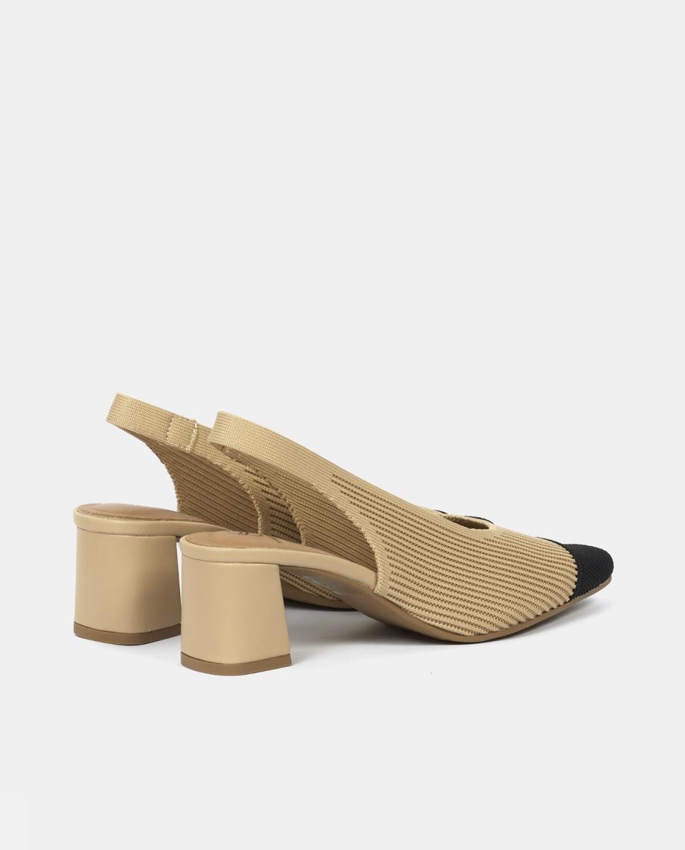 Sapatos de Salto Oco Alto Bicolor Castanho-claro-3