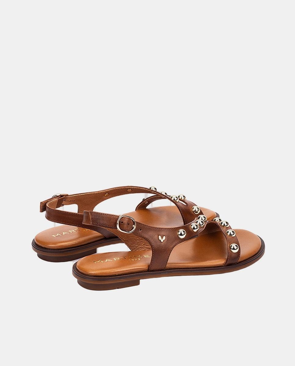 Sandálias Rasas em Pele Castanho-4