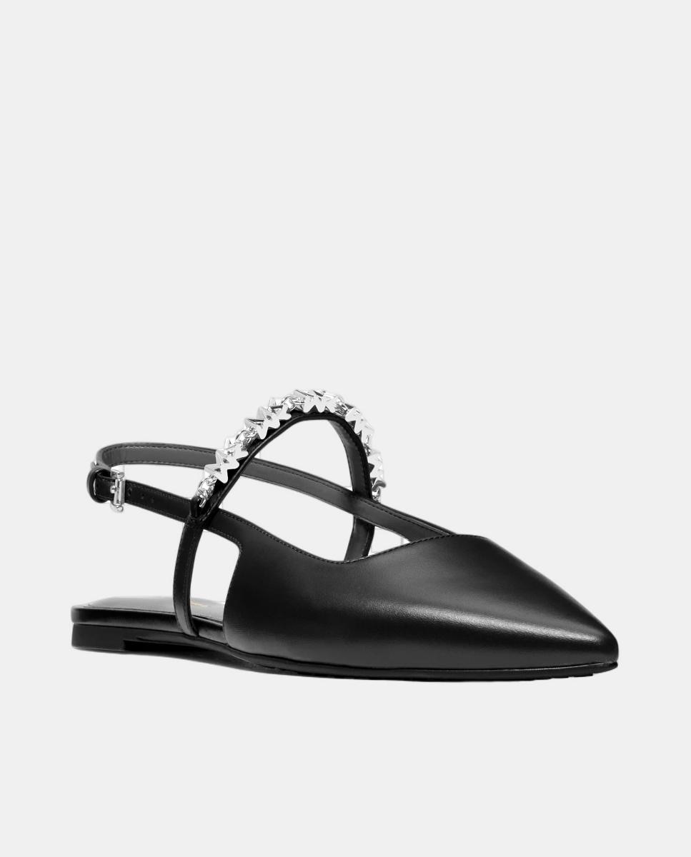 Sapatos Rasos Slingback Dina em Pele Preto-2