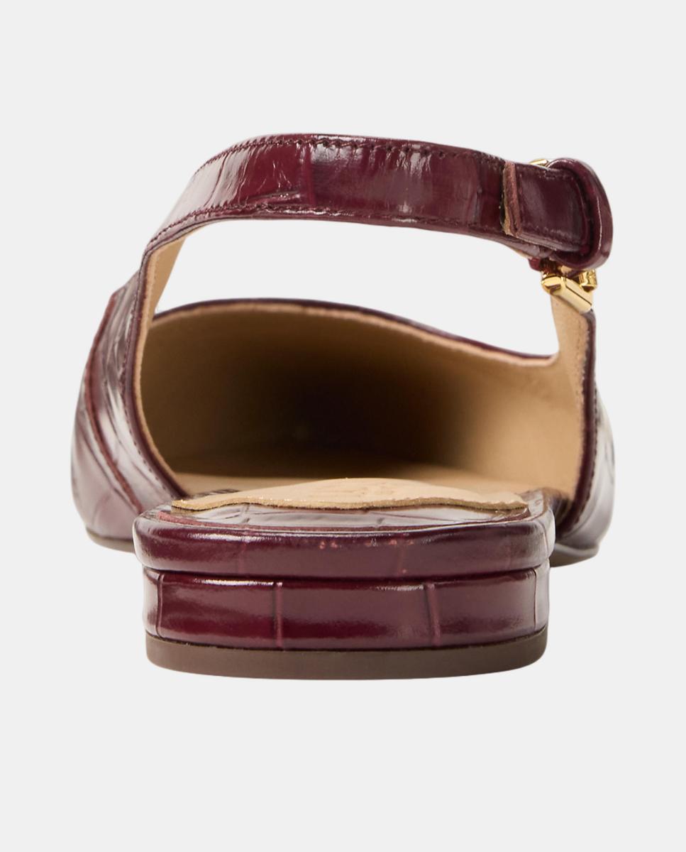 Sapatos Rasos Tipo Mules Londyn em Pele Vermelho/Grená-3
