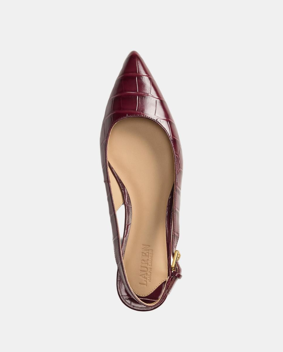 Sapatos Rasos Tipo Mules Londyn em Pele Vermelho/Grená-4