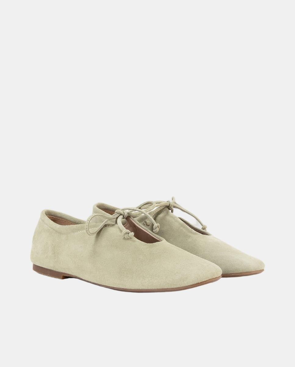 Sapatos de Sola Rasa em Croute Verde Sálvia-2