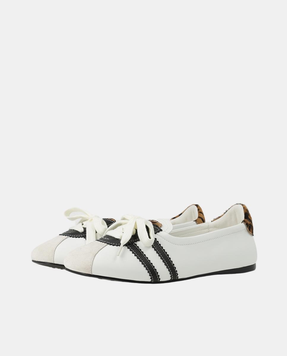 Sabrinas com Animal Print de Leopardo - Off-White/Preto Castanho-2
