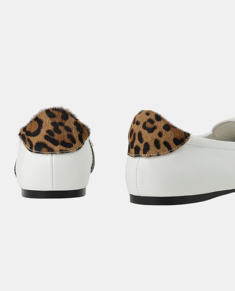 Sabrinas com Animal Print de Leopardo - Off-White/Preto Castanho-3