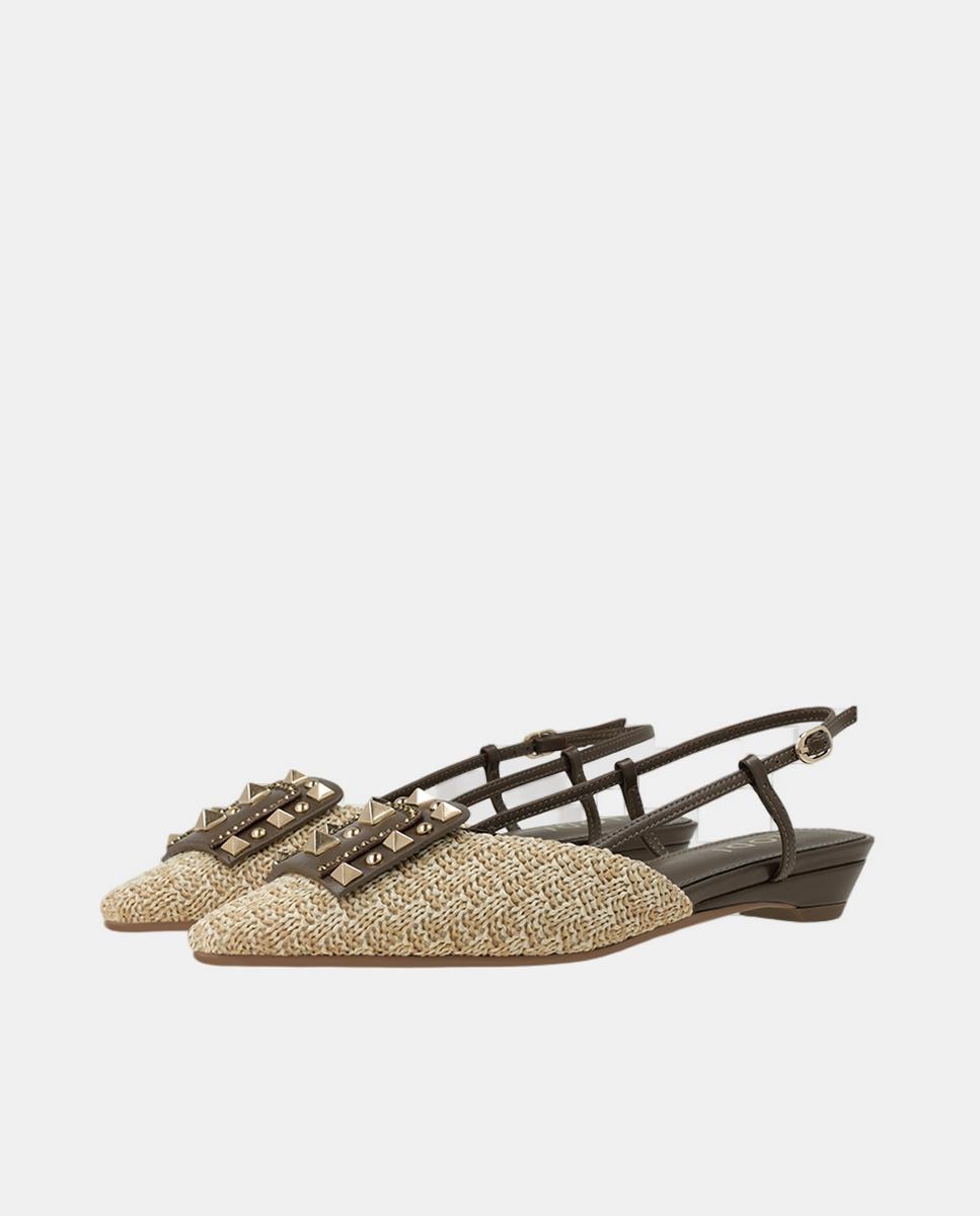 Sapatos de Ráfia Natural em Pele Testa Verão Natural-2