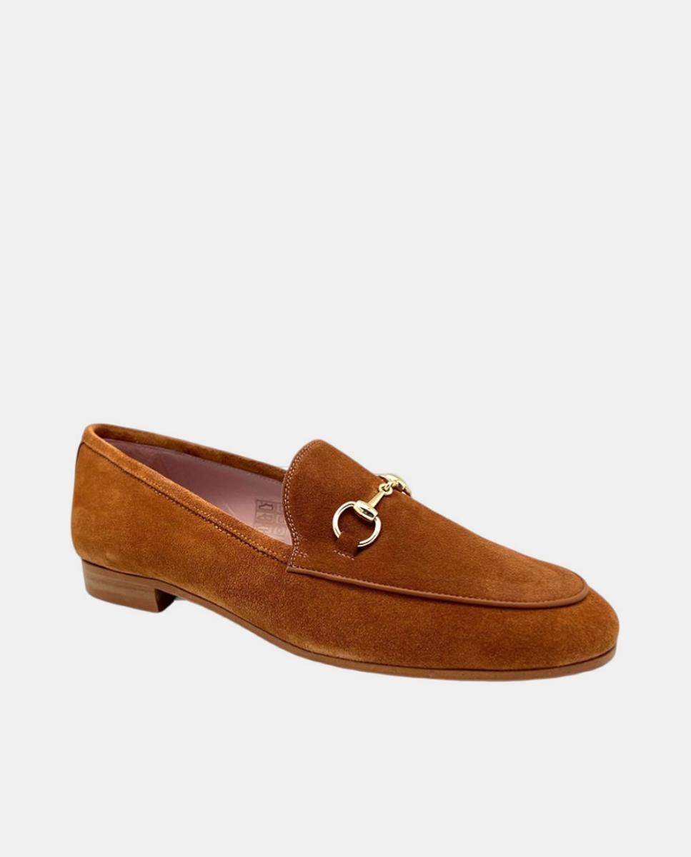 Imagen 2 de Mocasines de mujer en piel serraje y adorno metálico - Castellano - Marrón Marrón