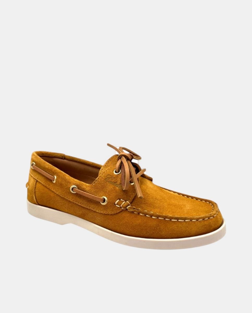 Náutico de mujer en piel serraje con cordones y suela de goma - Castellano - Marrón topo Marrón topo-2