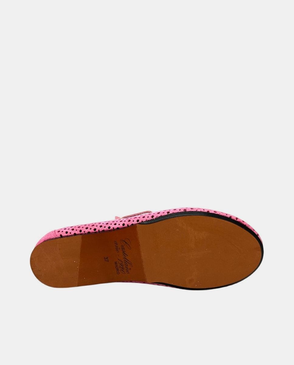 Náuticos em Croute Perfurada com Atacadores e Sola de Borracha Rosa-claro-3