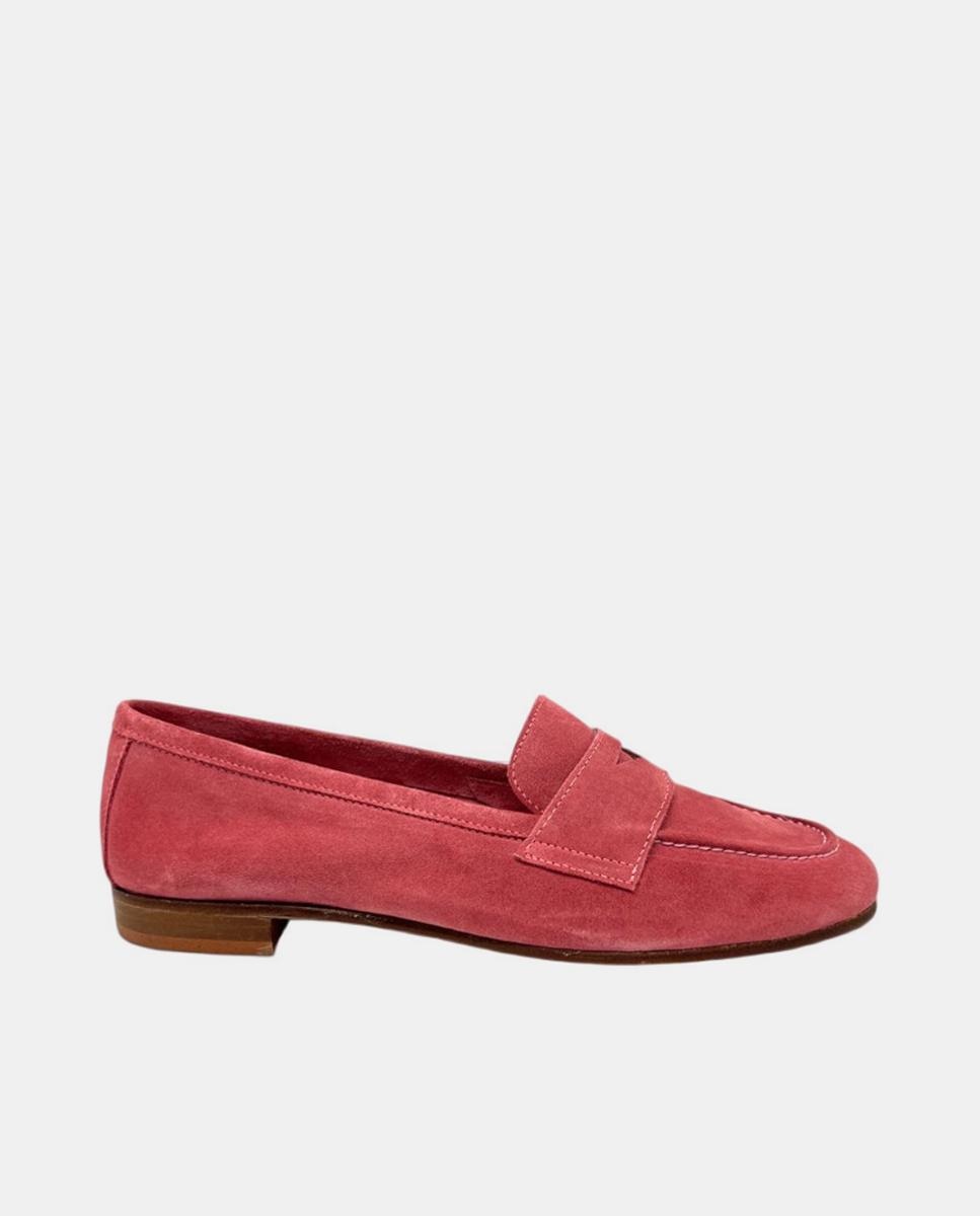 Castellano - Mocasines de mujer en piel serraje con piso de cuero.