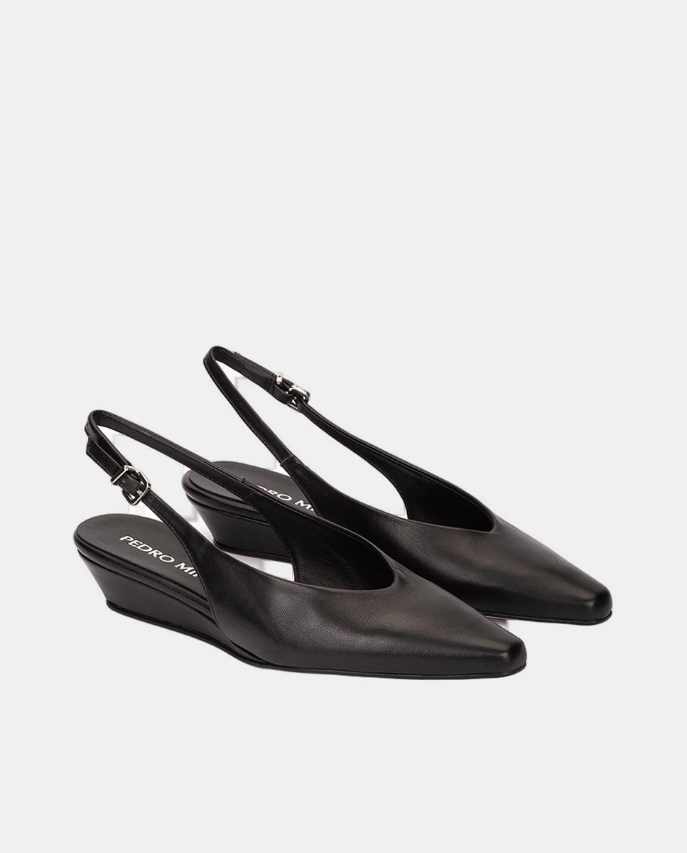 Sapatos Tipo Mules com Cunha Preto-2