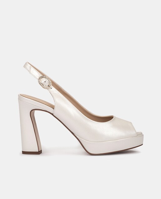 Peep toes Cittanova de mujer en piel con plataforma tacón bloque