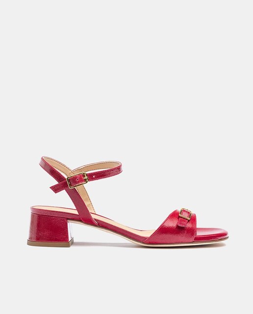 Imagem 0 de Sandálias em Pele com Salto de Bloco