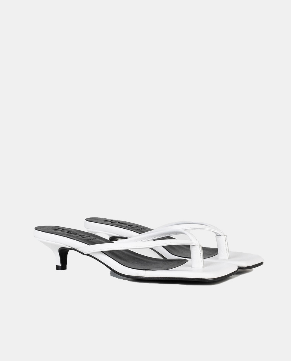 Sandálias Tipo Flip-Flop com Salto Kitten Branco-2