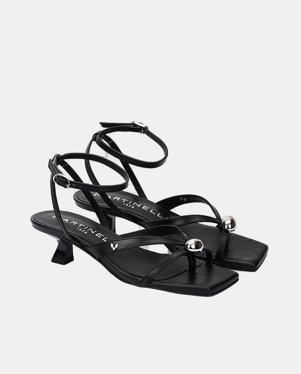 Sandálias em Pele com Tacão Preto-3