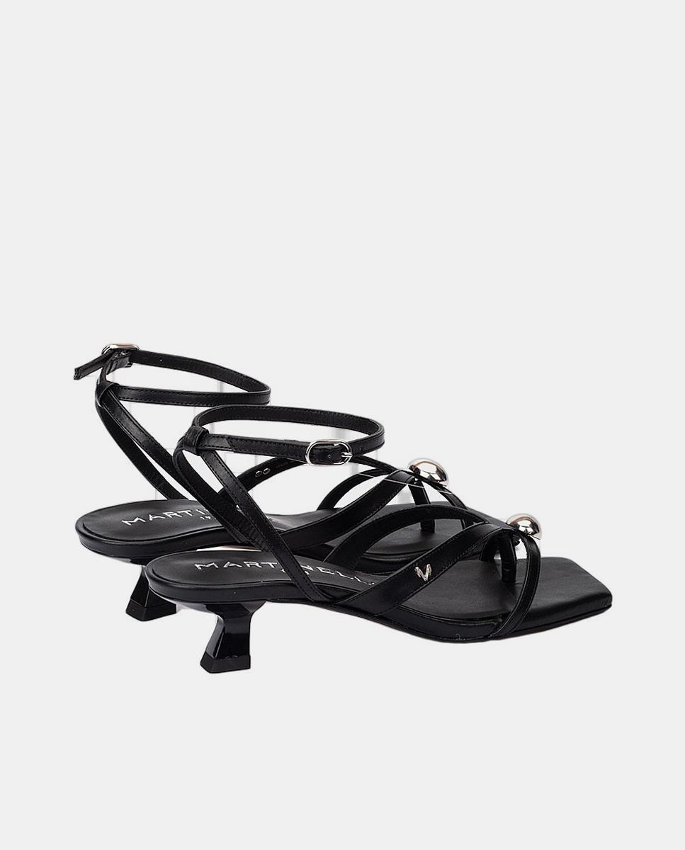 Sandálias em Pele com Tacão Preto-4