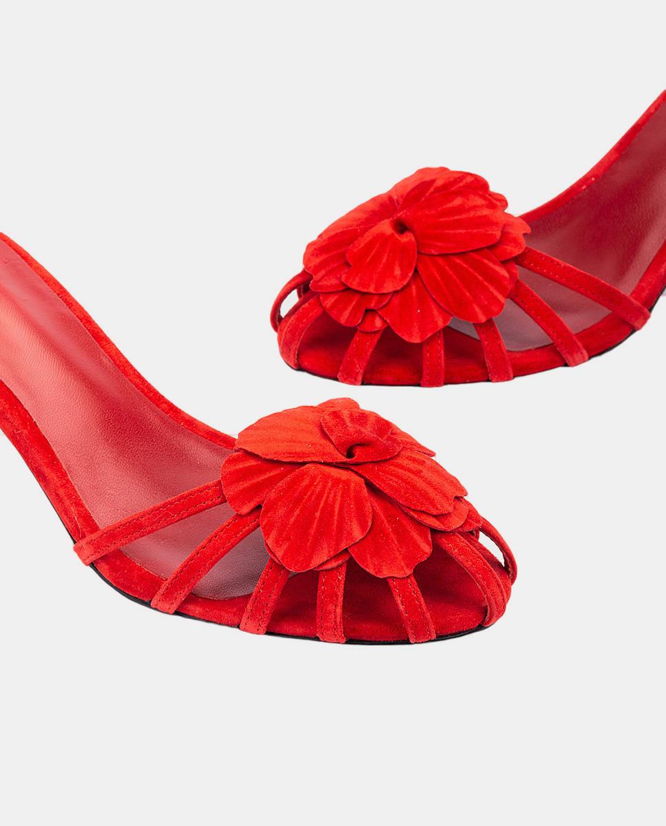 Sandálias em Pele com Tacão Vermelho-2