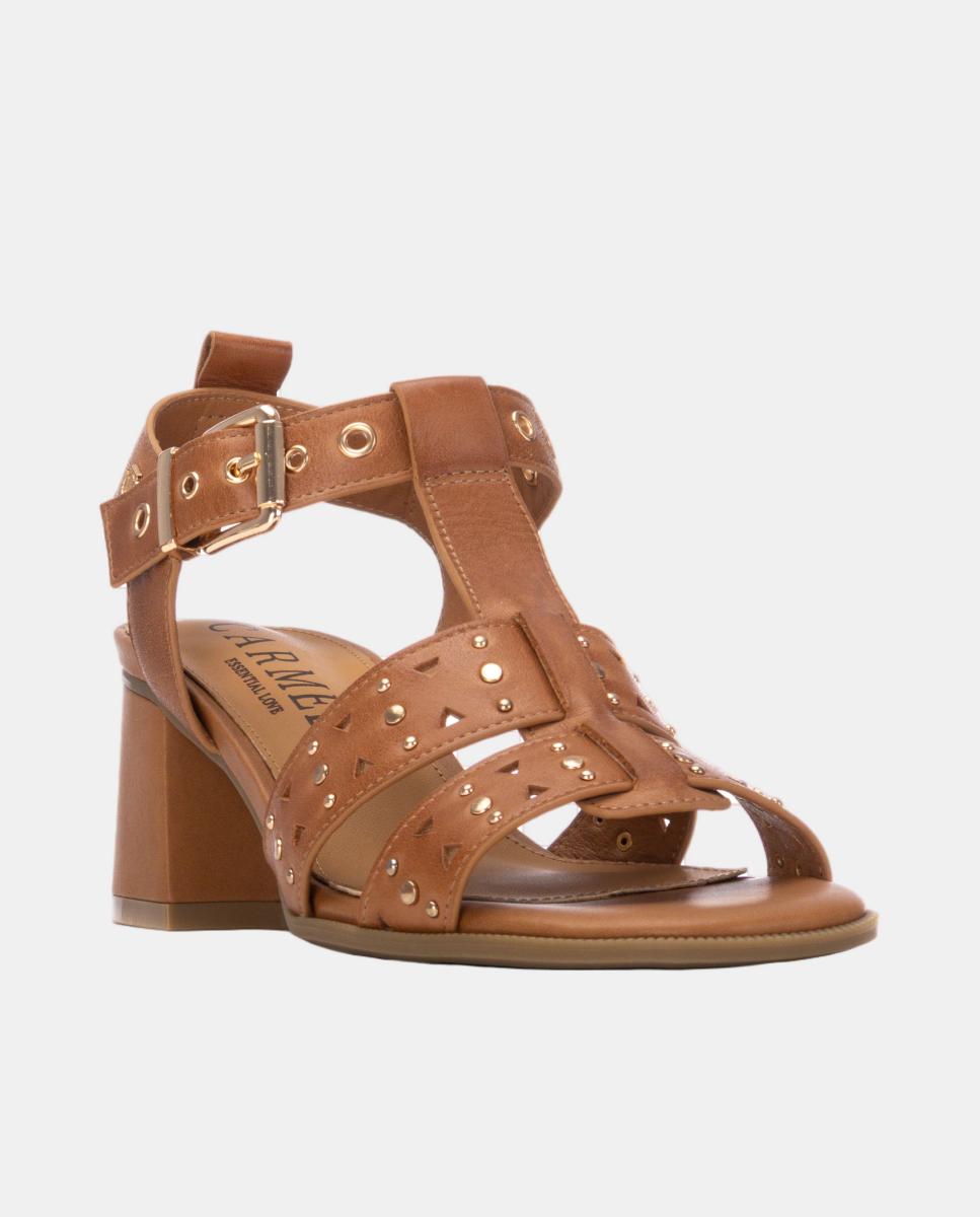 Sandálias em Pele Camel-2