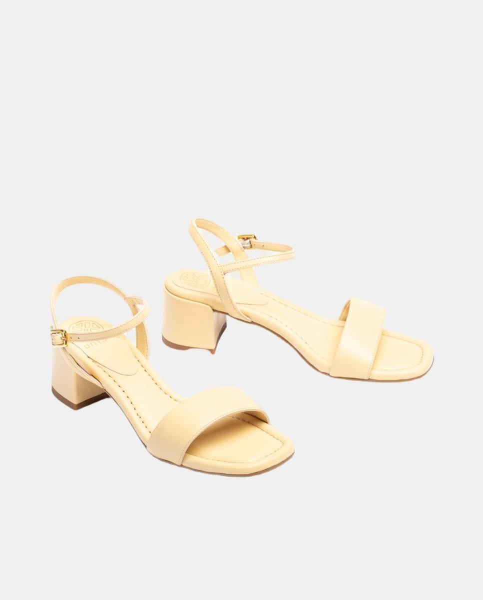 Sandálias Acolchoadas de Biqueira Quadrada Amarelo-2
