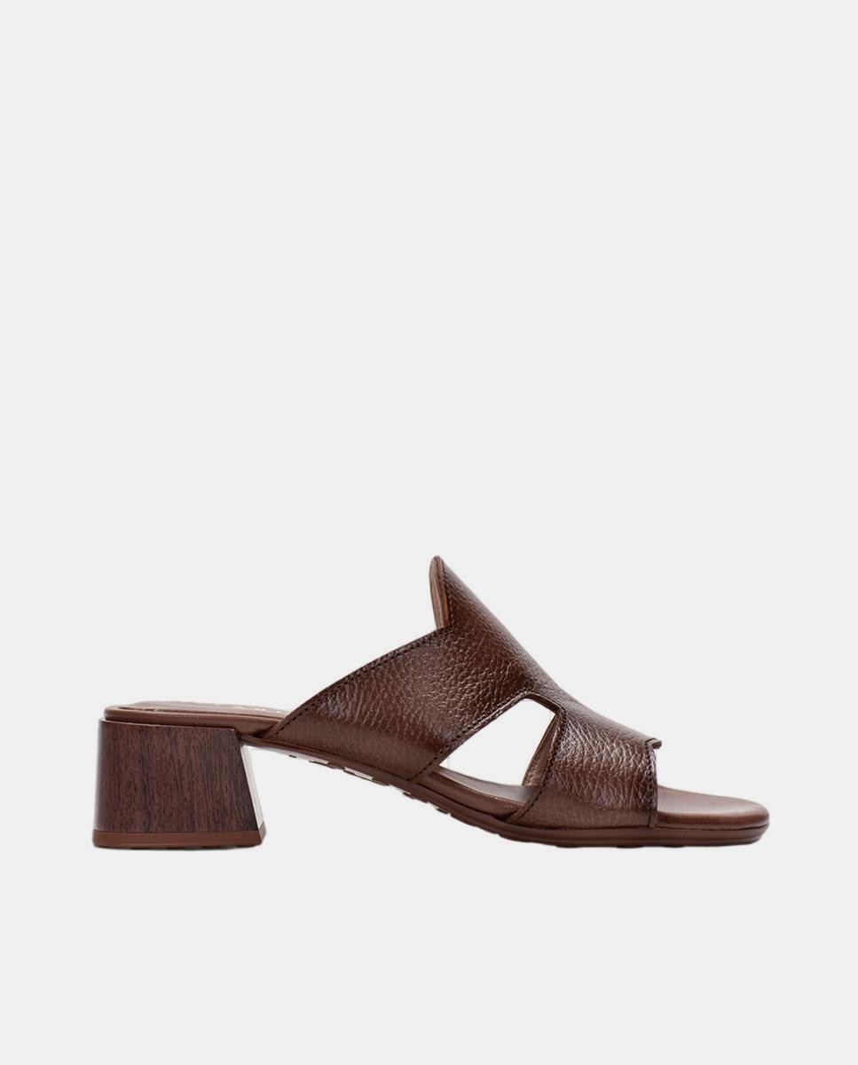 Hispanitas - Zapatos mujer sandalias Mule de tacón en piel.