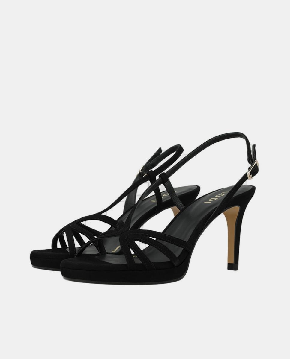 Sandalias tacón mujer metalizadas | Sandalias LODI - Negro Negro-2