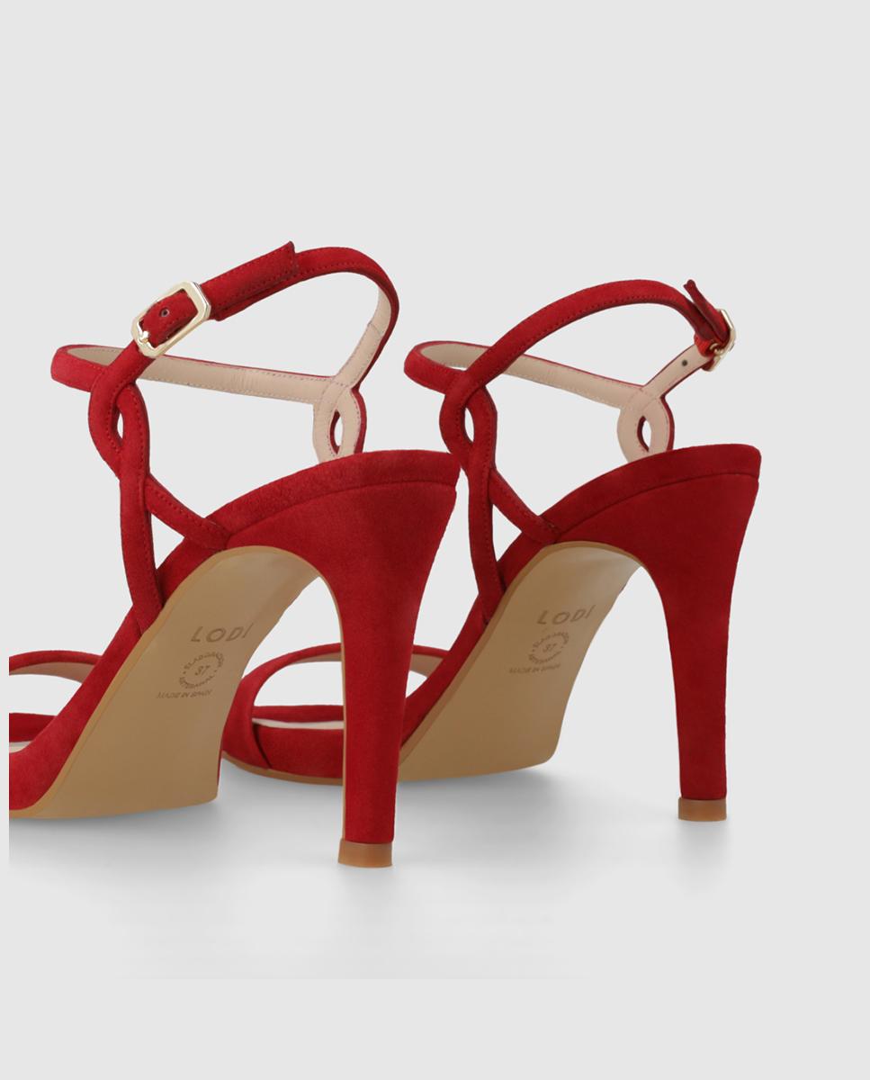 Imagen 3 de Sandalias de mujer en ante con tacón - Lodi - Rojo cereza Rojo cereza