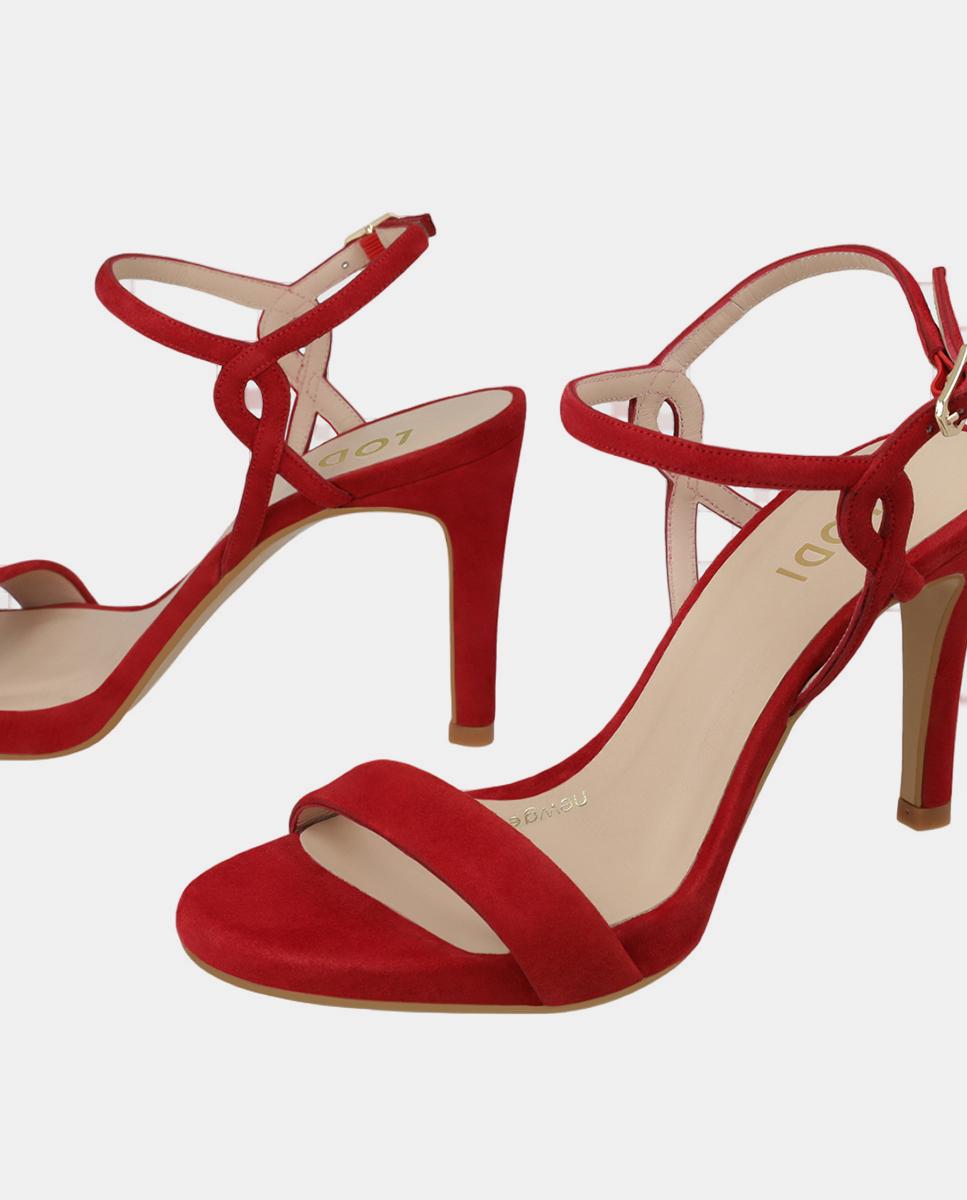 Imagen 4 de Sandalias de mujer en ante con tacón - Lodi - Rojo cereza Rojo cereza
