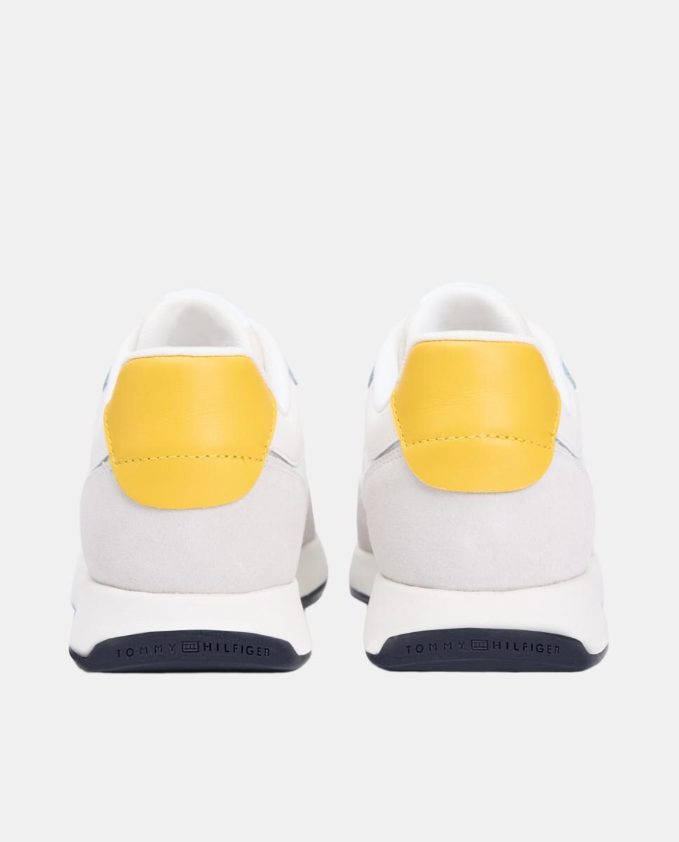 Sapatilhas Runner com Logótipo Dourado Branco-6