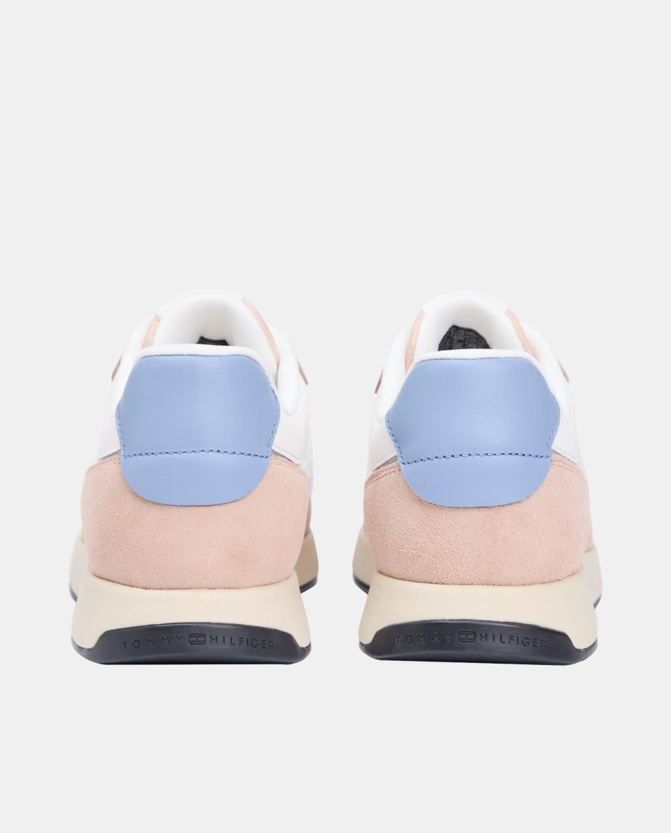 Sapatilhas Runner com Logótipo Dourado Rosa Nude-6