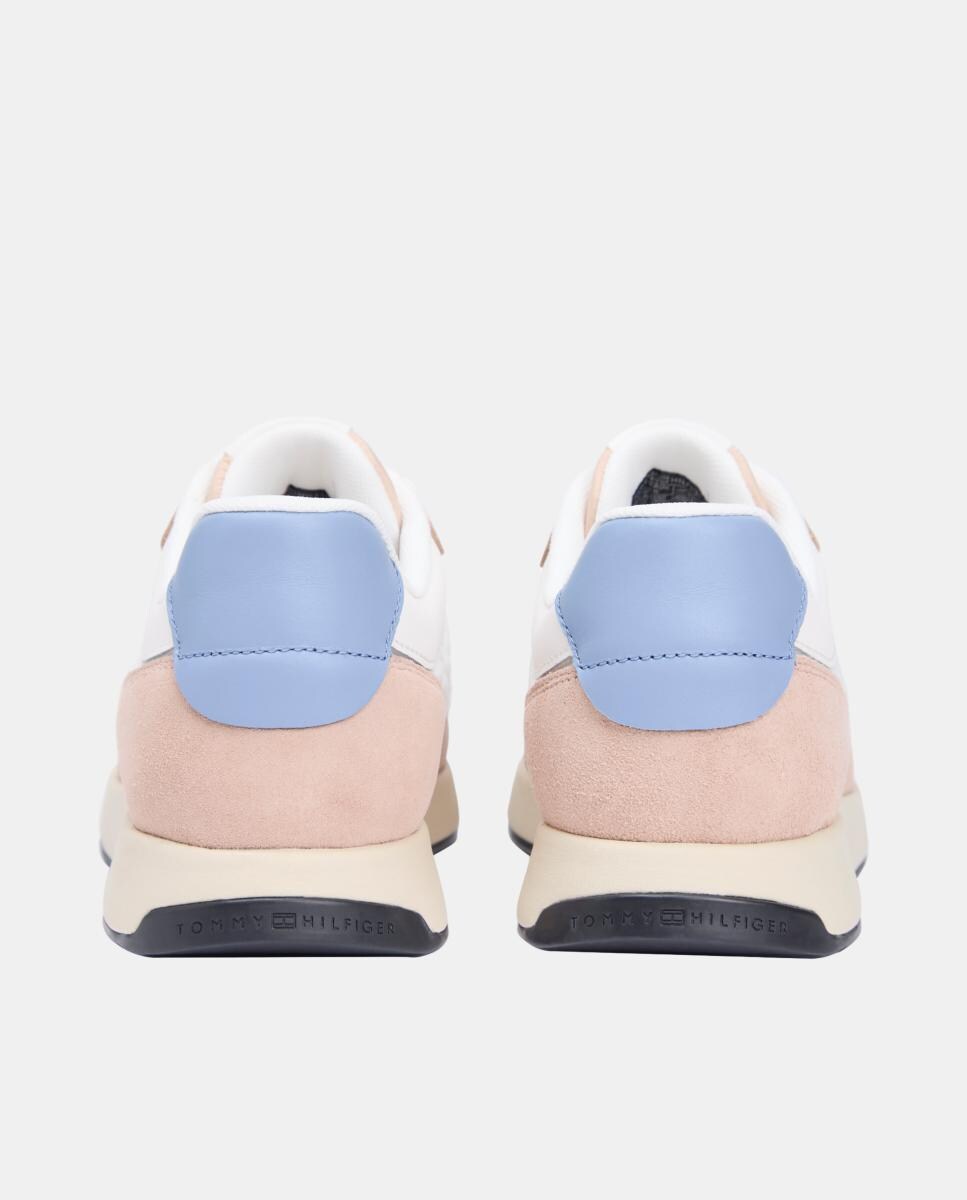 Sapatilhas Runner com Logótipo Dourado Rosa Nude-6