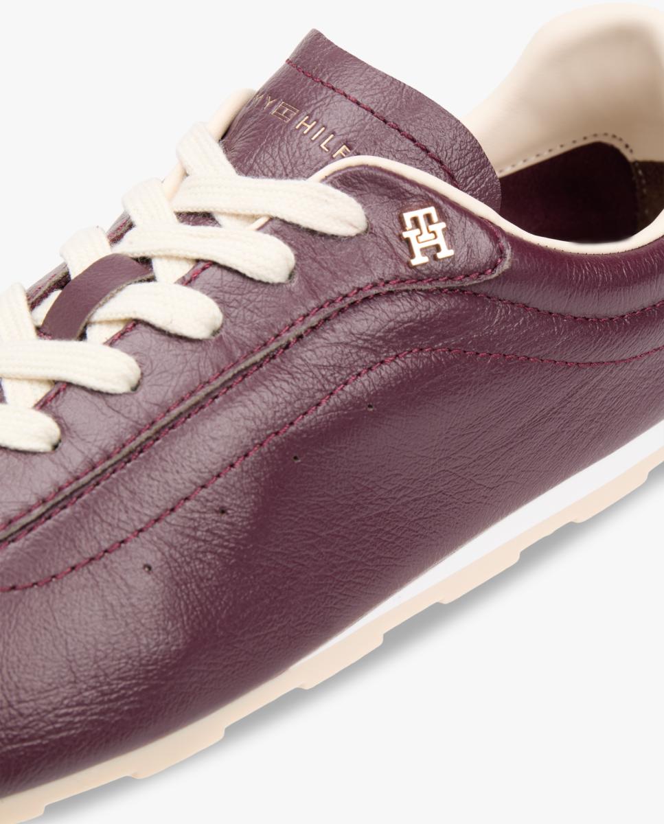 Sapatilhas em Pele Low Profile Vermelho/Grená-4