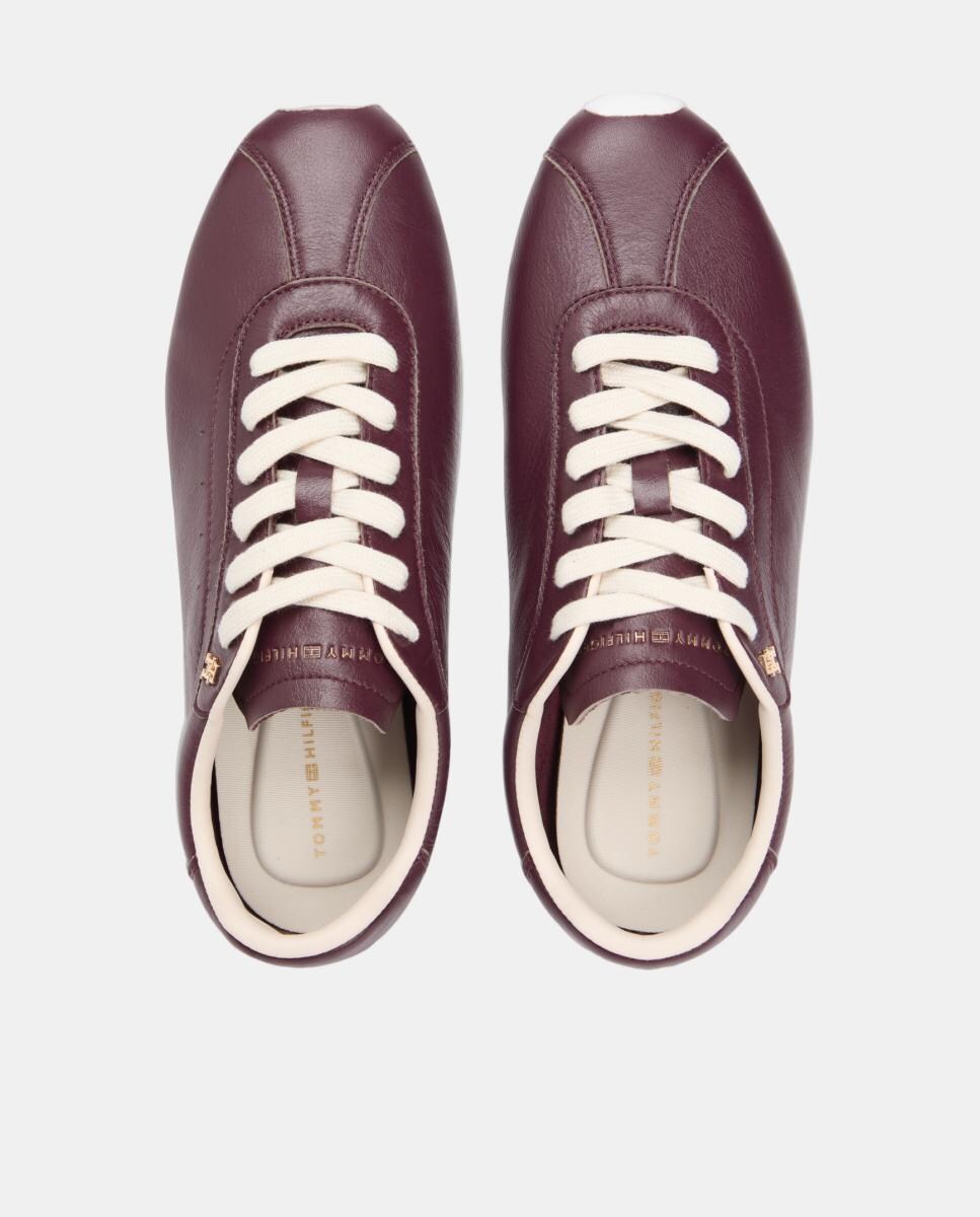 Sapatilhas em Pele Low Profile Vermelho/Grená-6