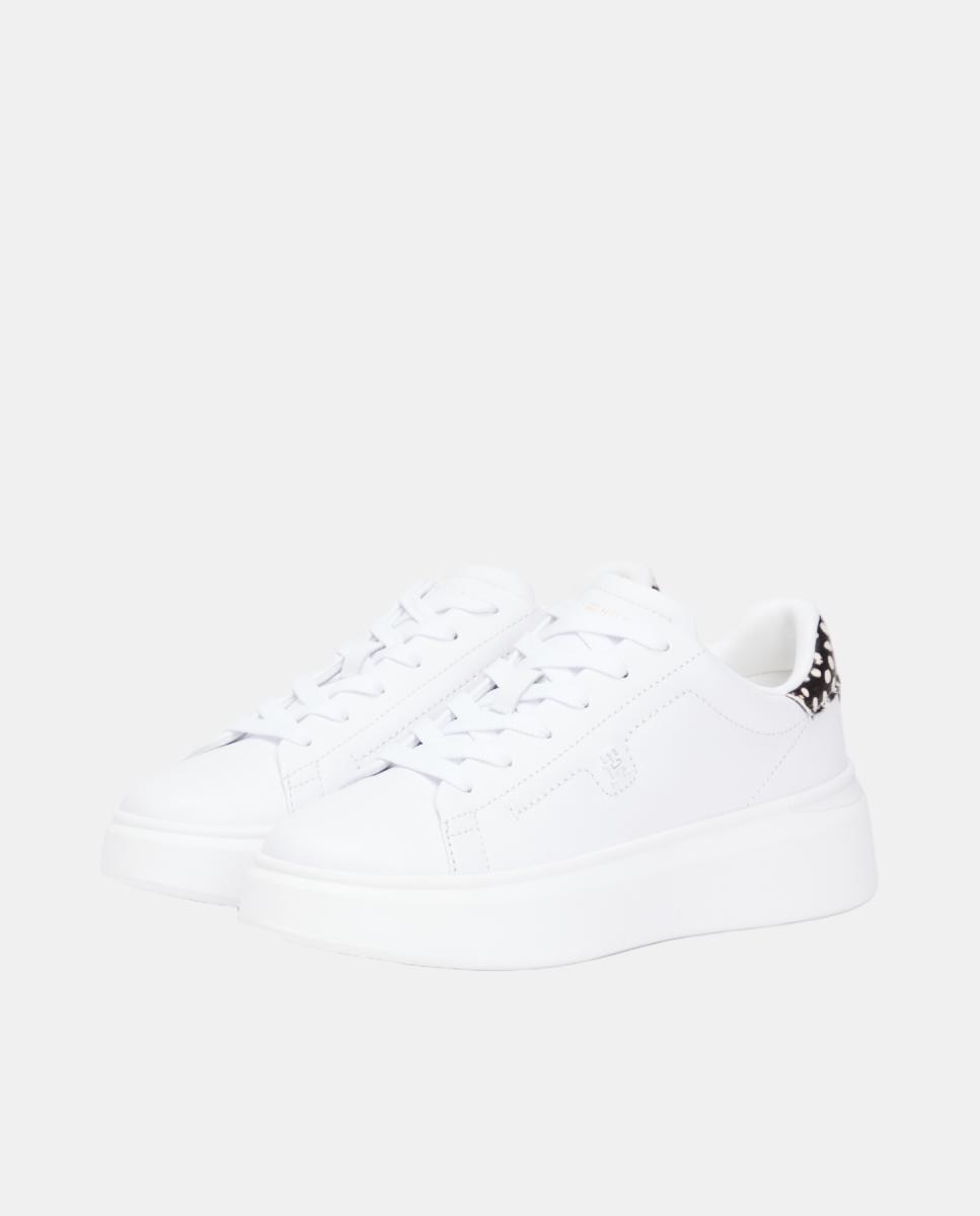 Sapatilhas em Pele com Estampado TH Branco-6
