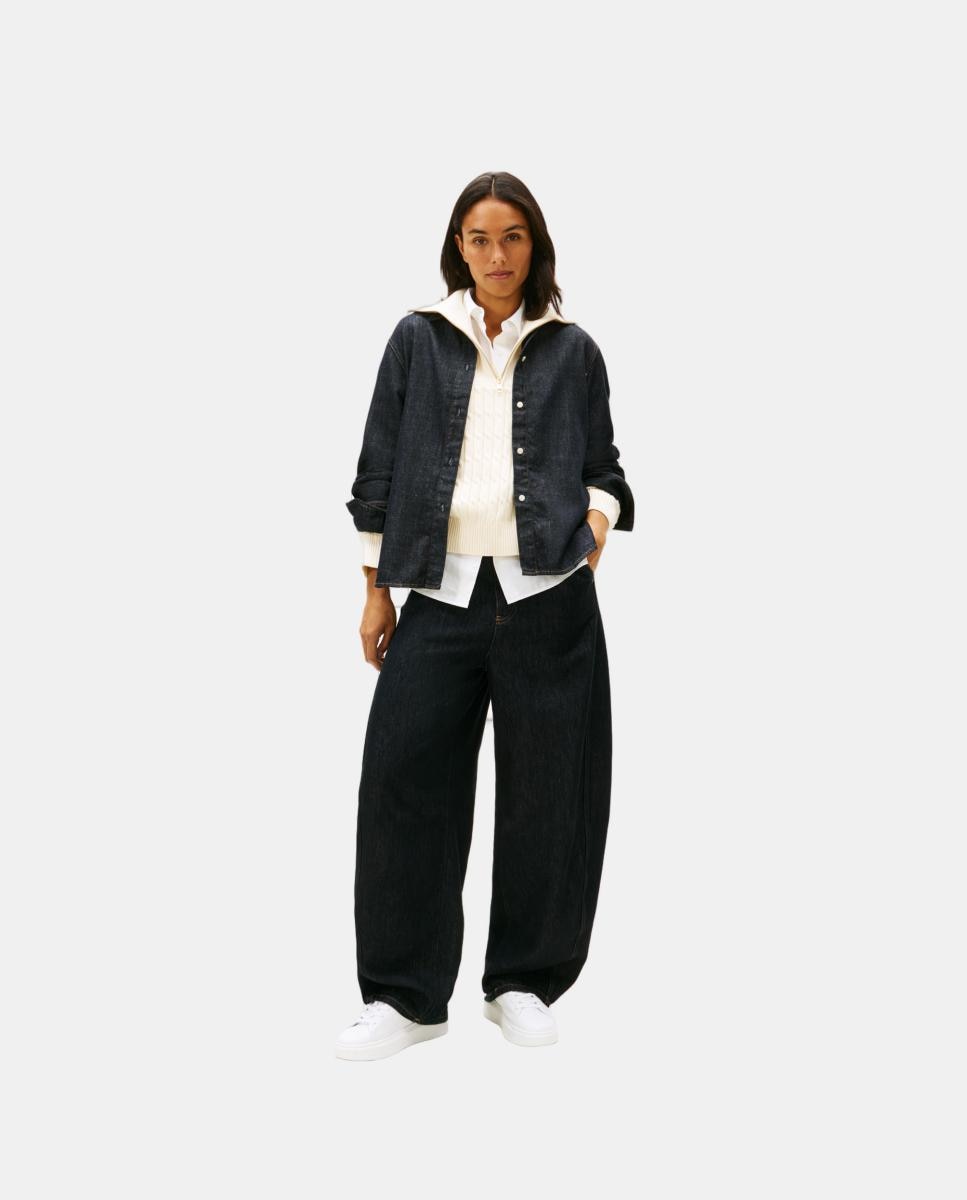 Sapatilhas em Pele com Estampado TH Branco-7