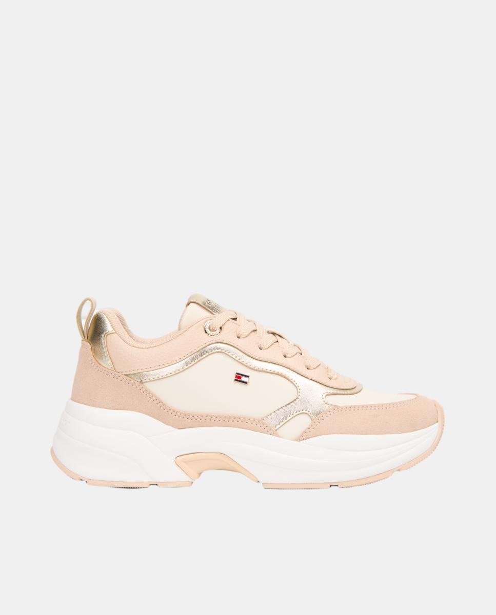 Sapatilhas com Bandeira TH - Dourado Rosa Nude-1