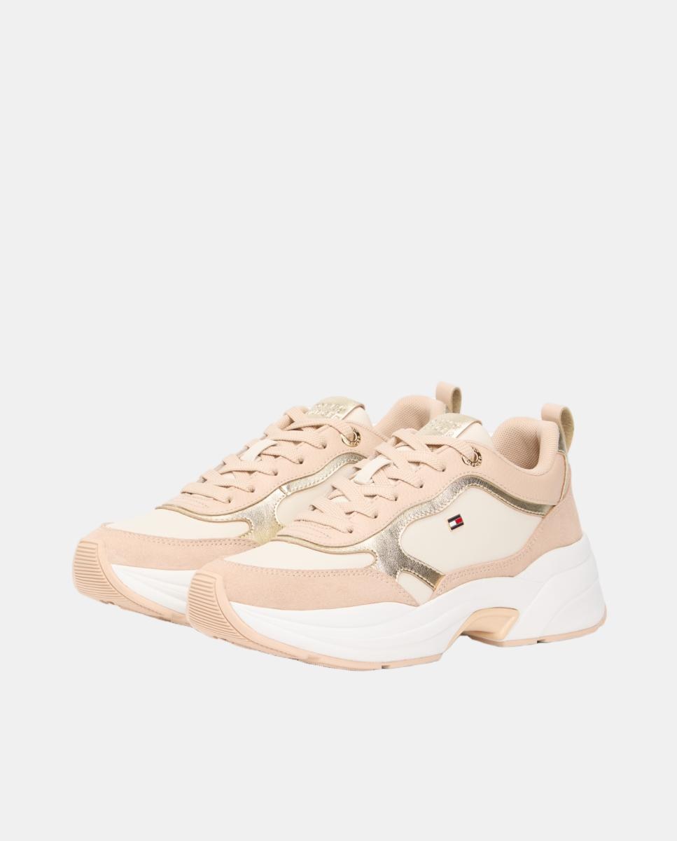 Sapatilhas com Bandeira TH - Dourado Rosa Nude-5